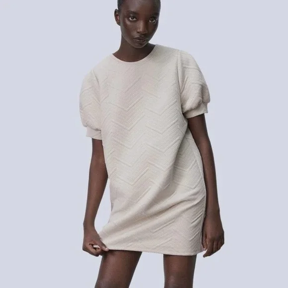 textured short dress zara
